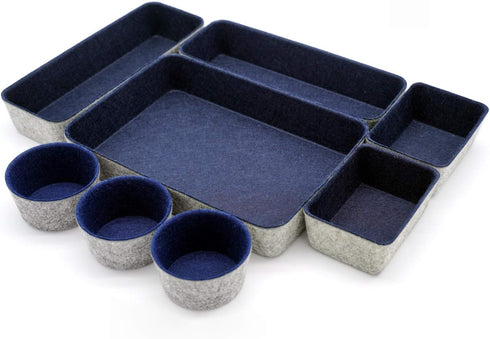 Welaxy 8-Piece Office Desk Drawer Organizers - Felt Small Storage Bins for Office Supplies, Multi-Purpose Gift Idea for