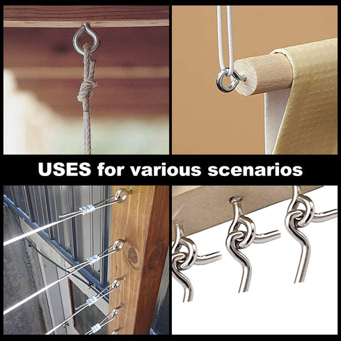 YGAOHF 10 Pcs 2.5 Inches Eye Hooks Screw, 304 Stainless Steel Heavy Duty Eye Bolts, Silver Eye Screws for Wood