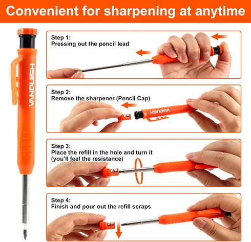 Vanquish 2 Pack Carpenter Pencil Set - Mechanical Pencils with Sharpener and 14 Refills for Heavy Duty Woodworking