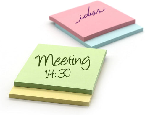 Emraw Sticky Notes Stick It Stickies, Plain Small 3" x 3" Square Pastel Watercolor Removable Self Stick On Note Memo Pad for Office, Home, School - Pack of 8 Pads by Emraw