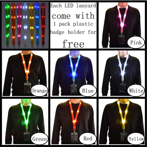 LED Light Up Flashing Cruise Lanyards Keychain Holder Neck Straps for Gifts and Party Favors