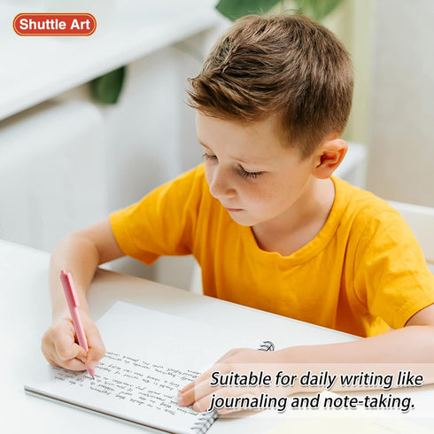Shuttle Art 15 Pack Ballpoint Pens - Pastel Retractable Black Ink Pens, Cute 1.0mm Medium Point for Writing, Journaling