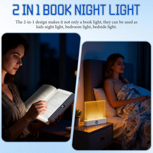 Generic 3 Smart Led Reading Light, Book Light Treasure Box, Rechargeable Clear LED Flat Reading Light with Colors