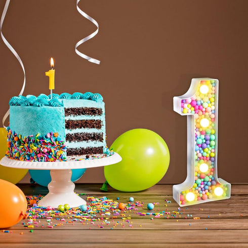 CELYANRAL 3D 1st 1) Light Up Number - Mosaic LED Number Marquee Sign Macaron Rainbow Table Centerpieces for Girls Night