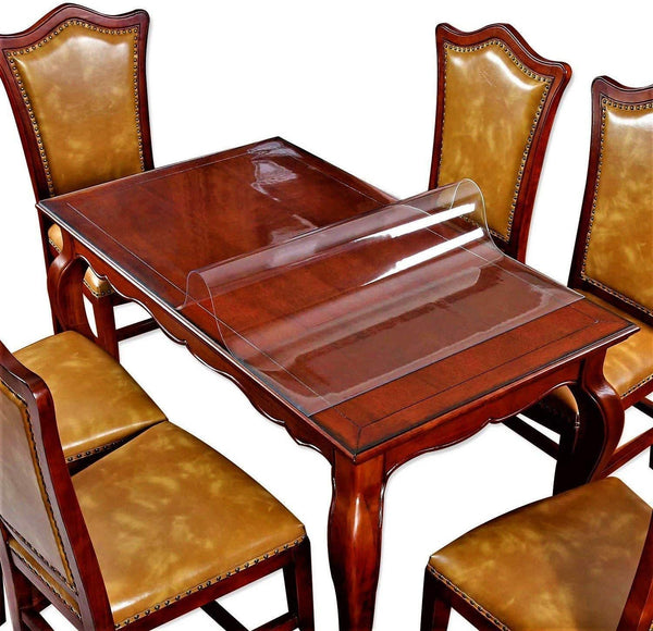 Icefire Clear PVC Table Top Protector PVC Vinyl Polyester Rectangle Table Cover Wood