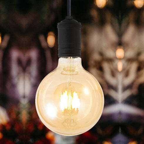 LED Bulbs 60 Watt Equivalent, 2 Pack, 6W G125 LED Globe Bulbs, Antique Vintage Amber, E26 Standard Base
