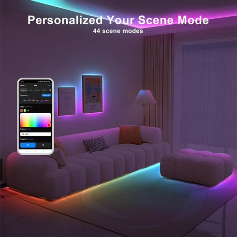 16.4ft 3000K-6500K Tatazone RGBWW+IC WiFi Smart Flowing Led Strip Light, RGB Chasing Effect+Tunable White Led Lights