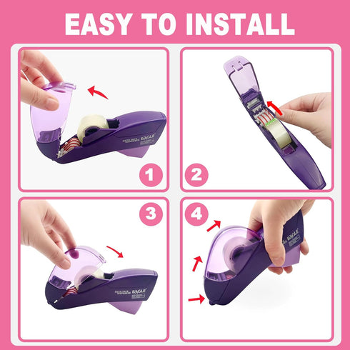 Automatic Tape Dispenser for Wrapping Gifts, Handheld Packaging Tape Gun with Cutter - Pink