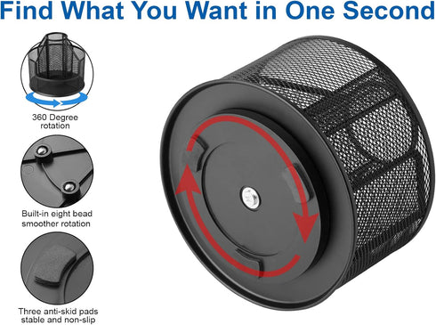 Pencil Holder for Desk, Rotating Metal Mesh Organizer for Office, School, Home, Art Supplies