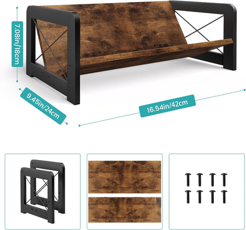 ELITEROO Desktop Bookshelf Organizer, Wood Slanted Desk Bookshelf, Small Tabletop Book Rack, Portable Mini Bookcase