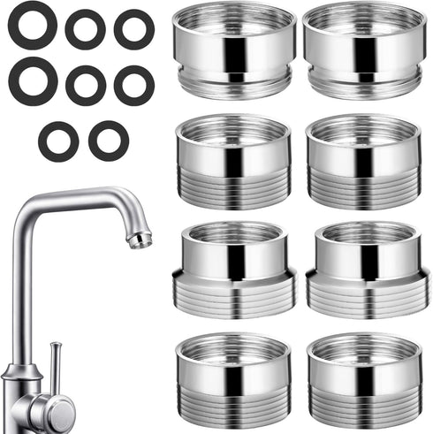 OSALADI Faucet Adapter Kit, Brass Faucet Adapter for Sink Male/Female to Hose Adapter, 8pcs, 4 Sizes