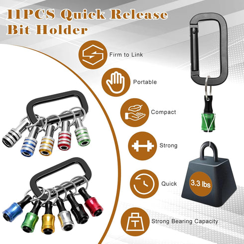 18PCS 11P 3P 3P 1/4 105Right 1/4Hex Bit Holder Cool Gadgets, Drill Bit Holder Keychain/ Impact Drill Sockets Adapter/