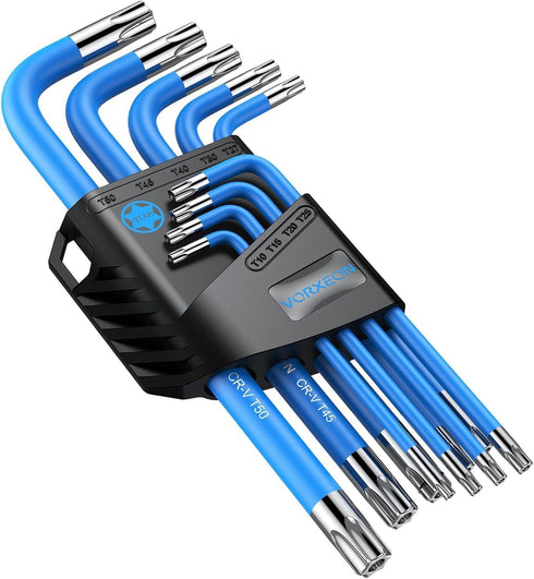9PCS Star Wrench Key Set T10-T50, Metric Long Arm L-key with Visible Coding for DIY Household Repair