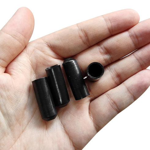 MECCANIXITY 10Pcs Heat Shrink End Cap, 10mm ID x 30mm L, Waterproof Adhesive Tubing Caps, Black