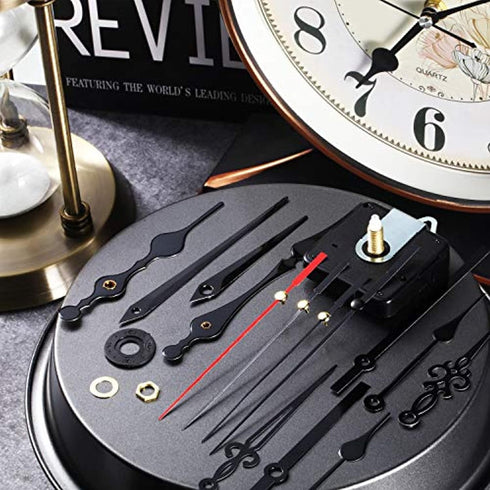 5 Pcs Wall Clock Movement Mechanism with 5 Pairs of Hands, Quartz High Torque Long Shaft Clock Movement Kits