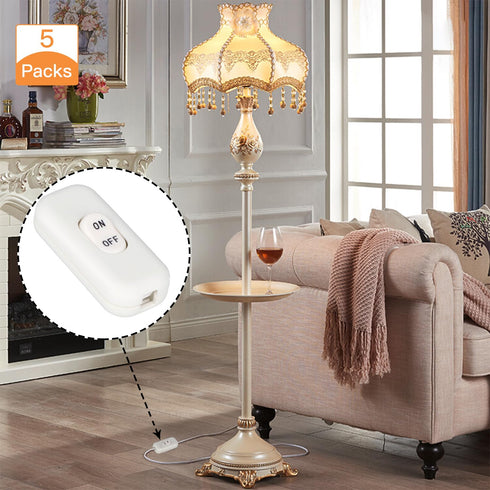 Inline Switch 5 Pcs, White Lamp Cord Button, 6A 250V ON OFF Electrical Wire Appliance Rocker Switches