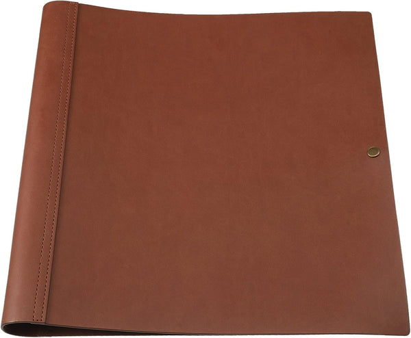 Teling Leather 3 Ring Binder, Vintage Faux Leather Organizer for 8.5 x 11 Inch Paper, Portfolio Folder for Office Home