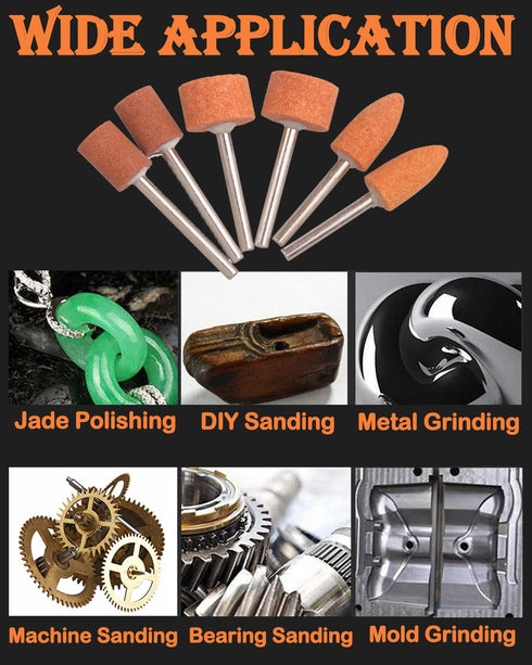 60 Pack Set 1/8" 2 3 Grinding Stone Shank, Sanding Drill Bit for Rotary Tool Flap Wheel for Grinding, Polishing