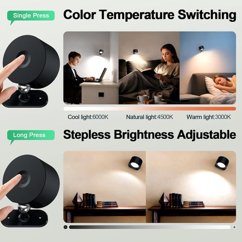 Generic 3 3 360 Pack 3 Battery Operated Wall Sconce - Color Temperatures, Brightness Levels, Remote & Touch Control