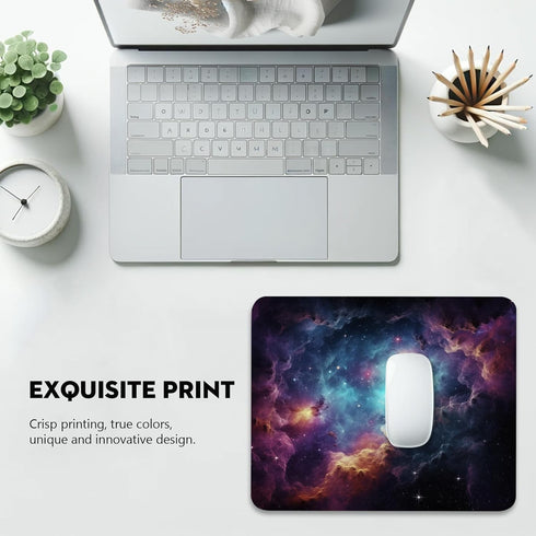 Galactic Nebula Starscape Mouse Pad, Stitched Edges Non-Slip Rubber Base, Explore The Universe from Your Desk