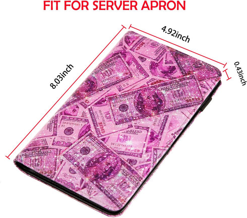 Pink Server Book, Server Books for Waitress, Server Book with Zipper Pocket, Cute Server Book, Waitstaff Organizer
