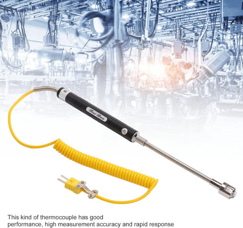 K Type Thermocouple, Temperature Probe Thermocouple Heat Resistant Steel Thermocouple Sensor with Insulated Handle (Straight Shank Surface Thermocouple)