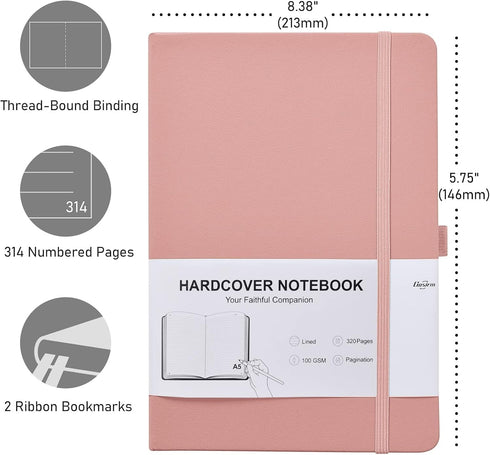 Gosirm Thick Lined Journal Notebook for Men Women, Leather Journals for Writing, 320 Page Hardcover Notebooks for Work, School, Note Taking,Travel, Business,Personal Diary, College Ruled 5.8" x 8.4"