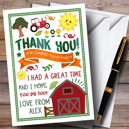 The Card Zoo Country Farm Tractor Party Thank You Cards