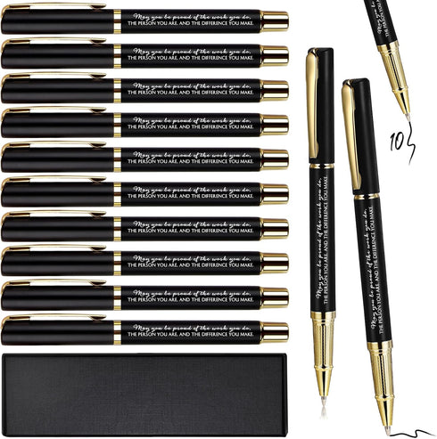 PerKoop 10 Pcs Thank You Gifts Inspirational Ballpoint Pens with Gift Boxes, Motivational Quote Pen Bulk Appreciation