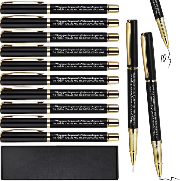 PerKoop 10 Pcs Thank You Gifts Inspirational Ballpoint Pens with Gift Boxes, Motivational Quote Pen Bulk Appreciation