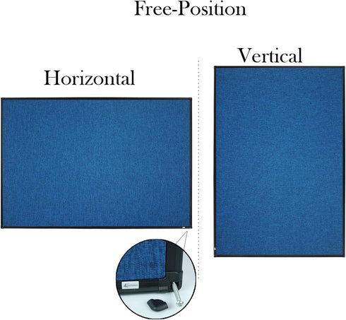 Lockways Linen Cork Bulletin Board, 36 x 24 Inch Framed Linen Fabric Pinboard, Blue Color
