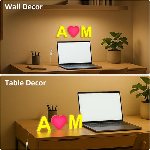 MeRGBWLife Light Up LED Letter Lights USB Powered Color Changing Alphabet Sign, APP Controlled Night Light for Bedroom