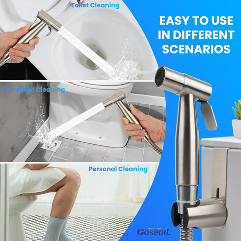 Goseoil Set, Handheld Toilet Bidet Sprayer for Toilet-Adjustable Water Pressure Control with Bidet Hose for Feminine