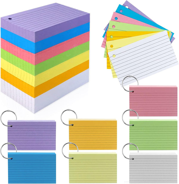Tecmisse 600 Pieces Index Cards Rulded, Colorful Flash Cards 3 x 5