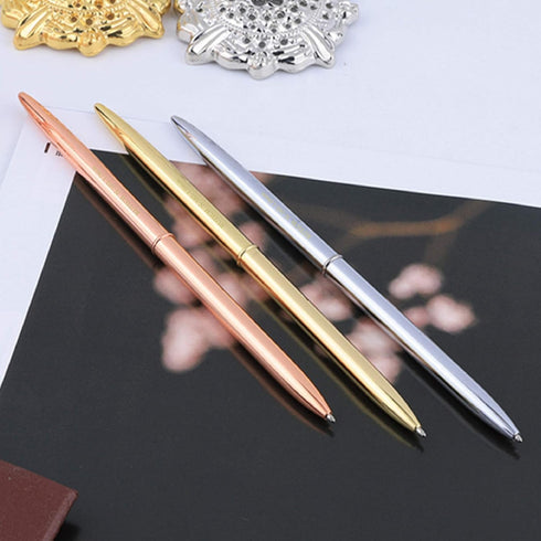 Hollow Round Signing Pen Set for Wedding Bridal, Rose Gold Pen Holder
