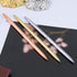 Hollow Round Signing Pen Set for Wedding Bridal, Rose Gold Pen Holder