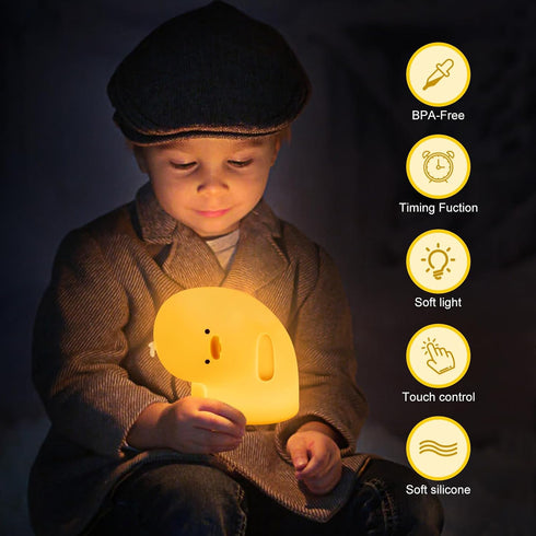 Etlephe 3 dimmable Cute Duck Night Light, Why Duck Silicone Nursery Night Light Rechargeable Levels Table Lamp