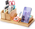 Bamboo Desk Organizer Tray, 7 Pieces Adjustable Office Supplies Caddy, Small Desktop Organizer Pen Holder for Home