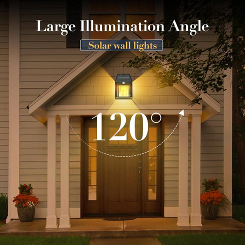 2-Pack 8.2" 3 H Outdoor Solar Powered Wall Sconce Lights Dawn to Dusk Motion Sensor Lighting Modes for Porch Garage