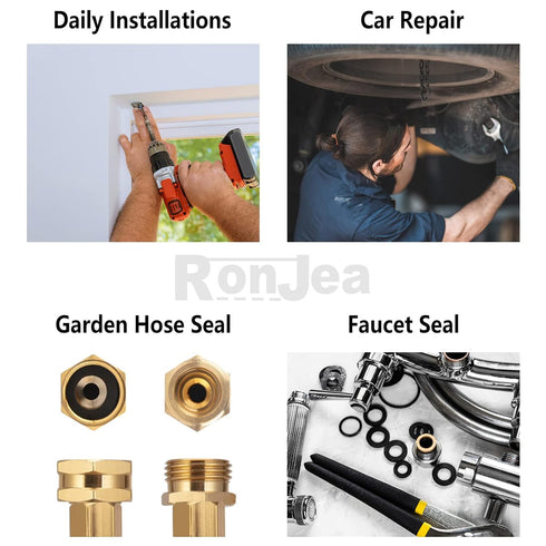 200 Pcs Flat Rubber Washers Assortment Kit: RonJea Black Rubber Flat Washer for Bolts, Faucets, and Plumbing