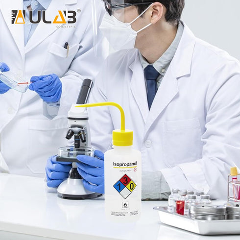 ULAB 4pcs Safety Wash Bottles, Isopropanol Wide-Mouth, LDPE Material, 500ml, UWB1023