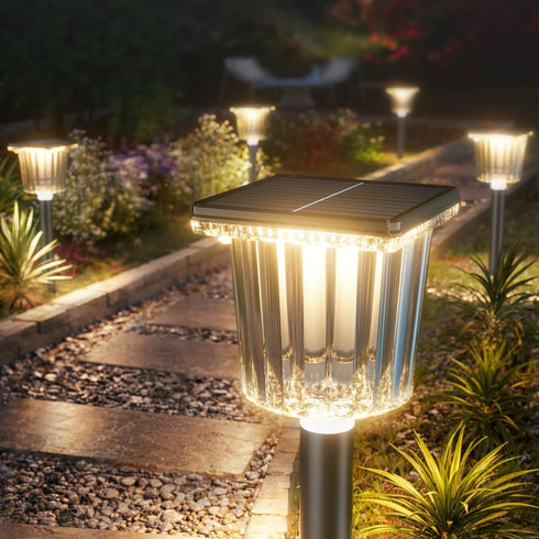 Super Bright Solar Outdoor Lights for Pathway Powered 2 Pack,Adjustable Warm&Cool White,Waterproof