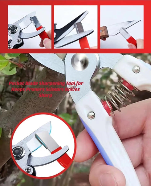 Handheld Garden Tool Sharpener, Carbide Knife Sharpener for Quick Pocket Blade Sharpening