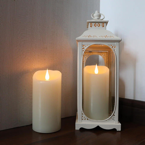 Flameless Candles, 3D Moving Flame Battery Operated Candles with Timer, Ivory Real Wax Electric LED Pillar 3" x 6"