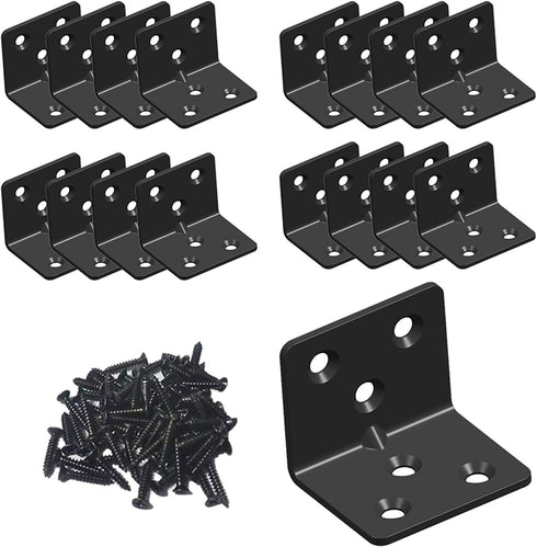 Aufuga Black Stainless Steel Shelf Bracket,Joint Right Angle Bracket,L Shape Heavy Duty Metal