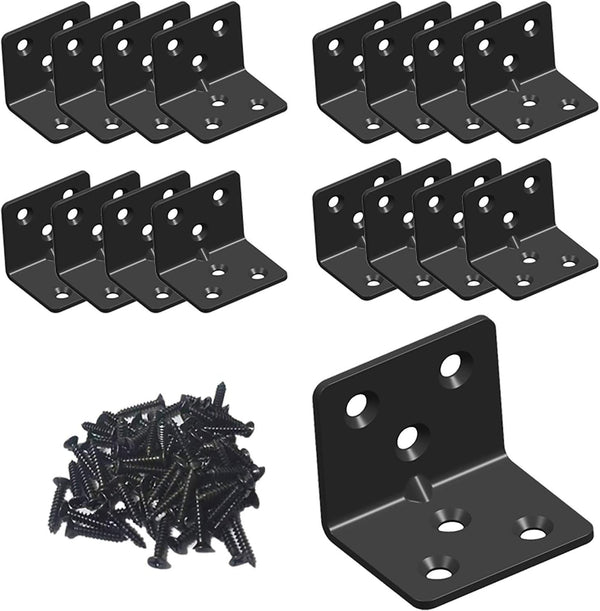 Aufuga Black Stainless Steel Shelf Bracket,Joint Right Angle Bracket,L Shape Heavy Duty Metal