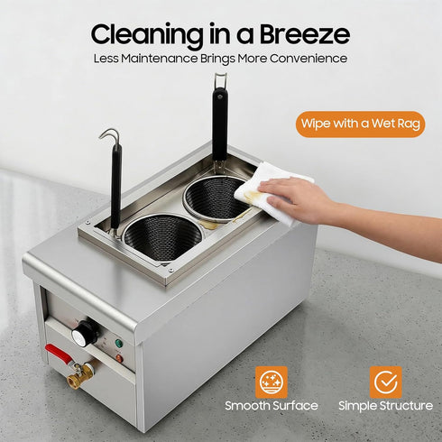 Jiabailie 2 Cooker,2500W Commercial 2 Holes Noodle Cooking Machine,Electric Pasta Spaghetti Noodles Pasta Boiler,Pasta
