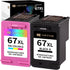 JINTUM Remanufactured Ink Cartridges for HP 67 67XL, Replacement for 2755e 2700 2752e 4155e Printers (1 Black, 1