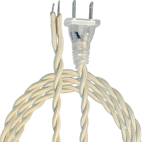 Royal Designs, Inc. 8Ft Twisted Rayon Lamp Cord with NEMA-15P Plug, Off-White, Pack of 1