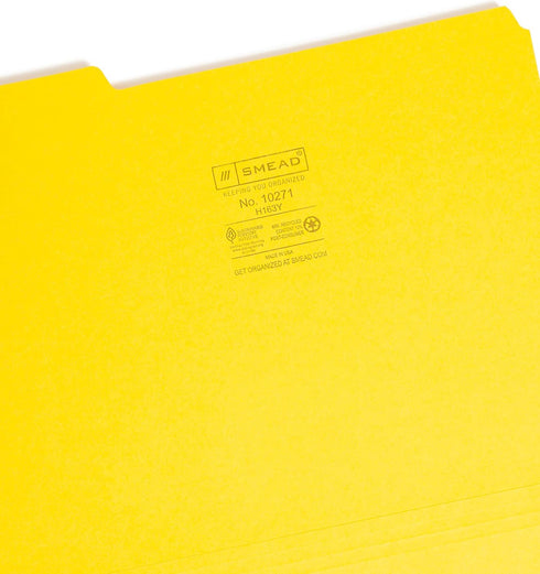 Smead Interior File Folder, 1/3-Cut Tab, Letter Size, Yellow, 100 per Box (10271)